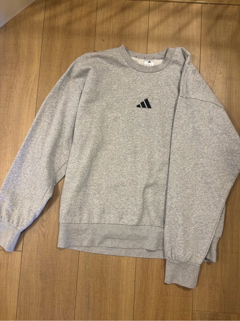 adidas Light Gray Crewneck Sweatshirt with Black Logo